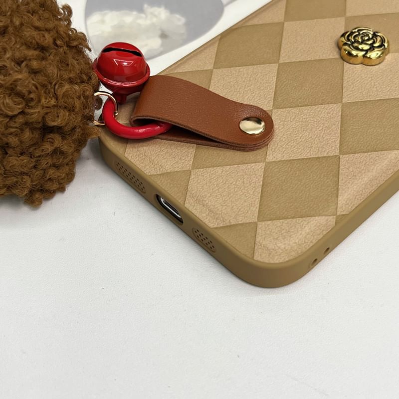 Argyle Rose Pom Bell Case Phone