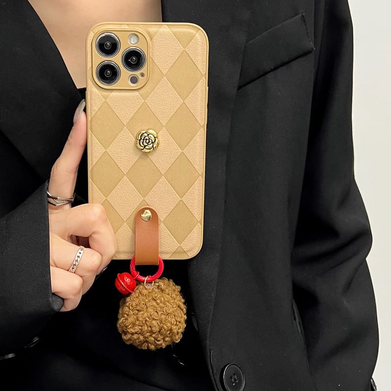 Argyle Rose Pom Bell Case Phone
