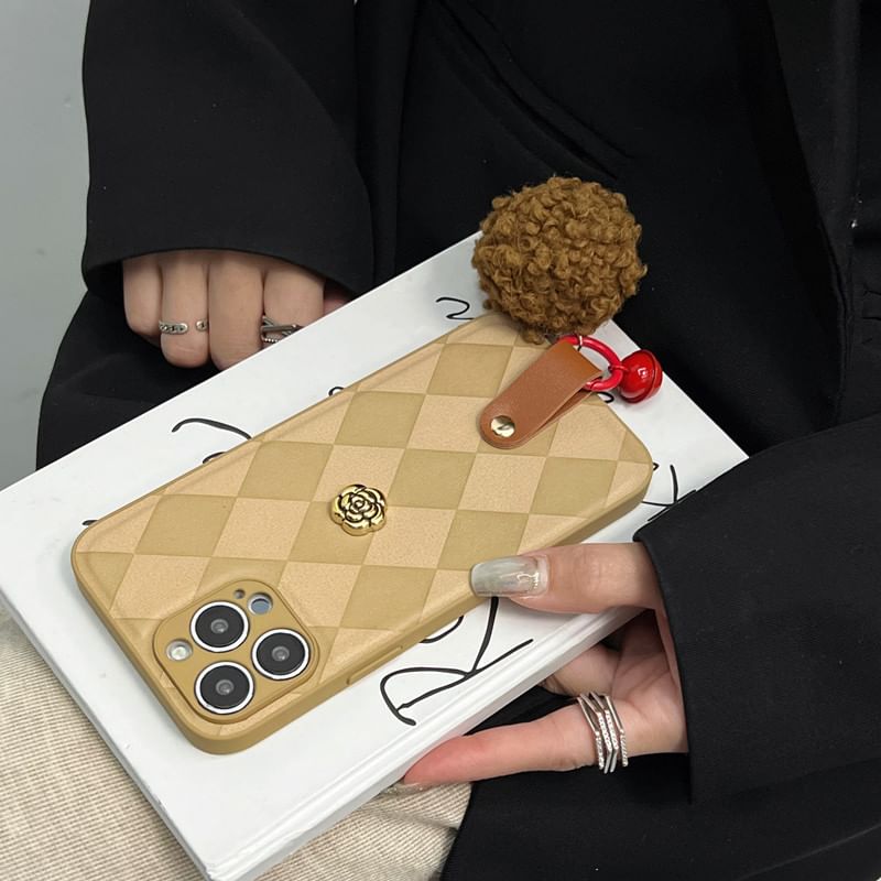 Argyle Rose Pom Bell Case Phone