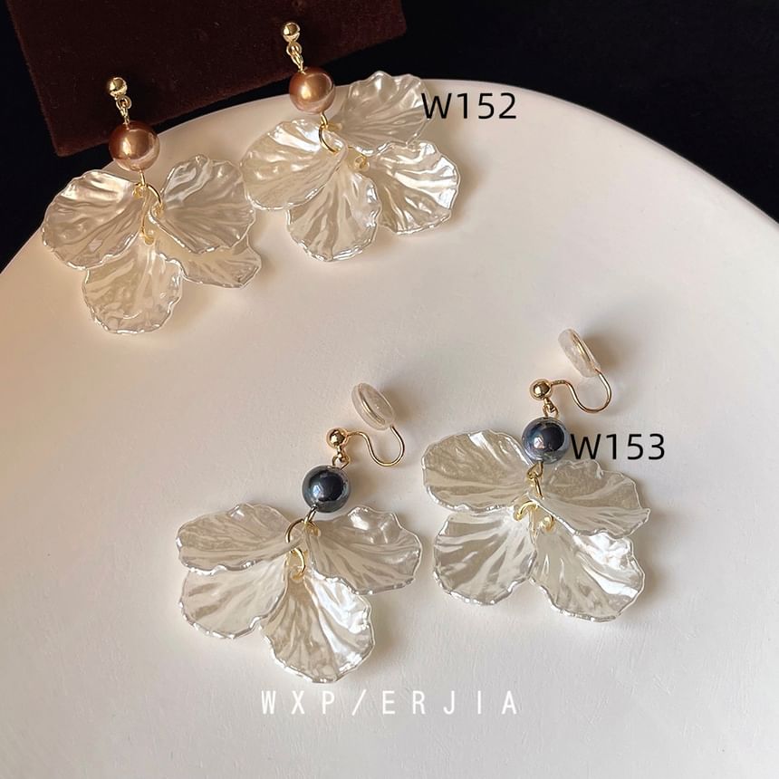 Earring Floral Clip-On Drop