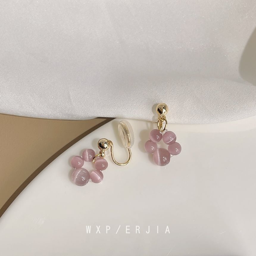 Earring Beaded Gemstone Clip-On Drop