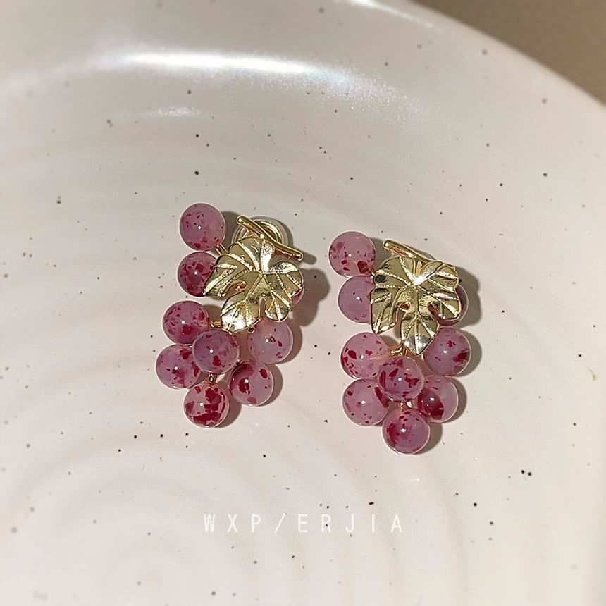 Drop Earring Gemstone Clip-On Grape