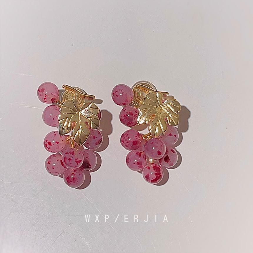Drop Earring Gemstone Clip-On Grape