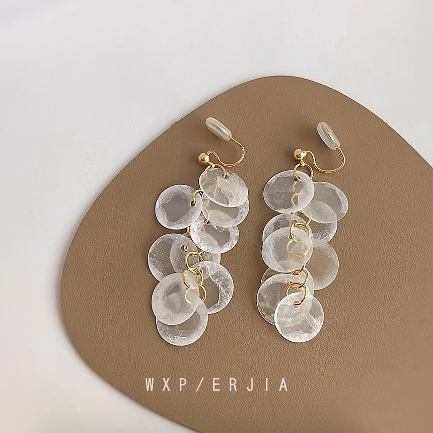 Earring Fringed Shell Clip-On Drop