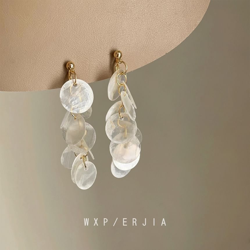Earring Fringed Shell Clip-On Drop