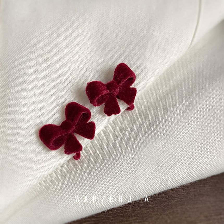 Velvet Clip-On Bow Earring