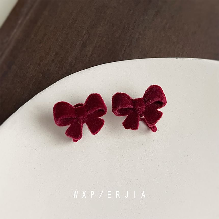 Velvet Clip-On Bow Earring