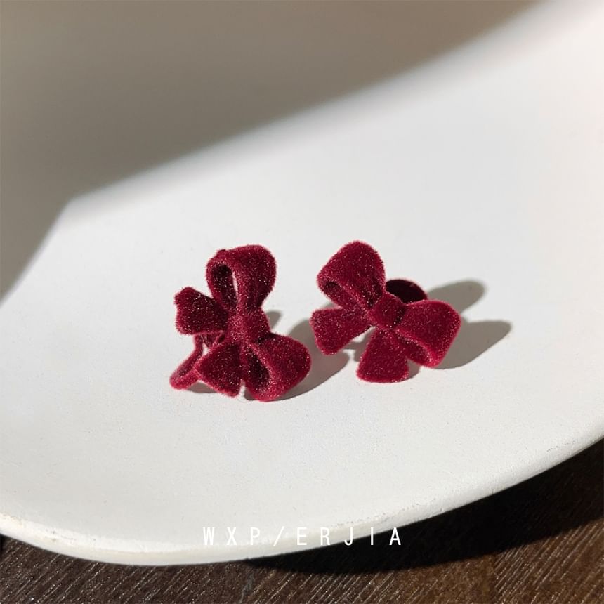 Velvet Clip-On Bow Earring