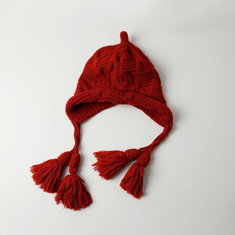 Tasseled Hat Bonnet Knit