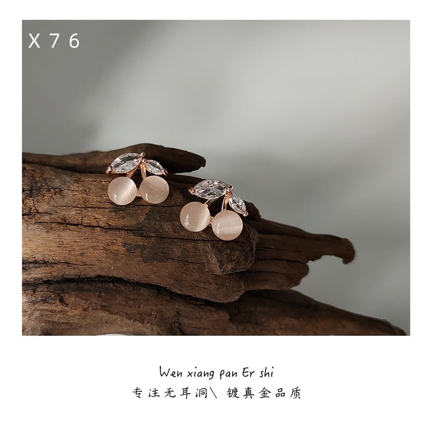 Cherry Alloy Ear Cuff Eye Faux Rhinestone Stone Cat
