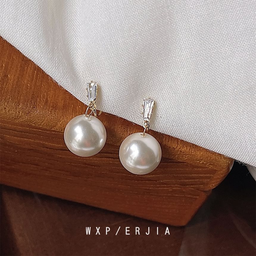 Pearl Earring Faux Rhinestone Alloy Drop