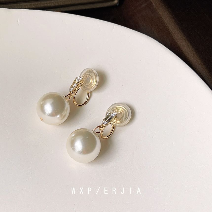Pearl Earring Faux Rhinestone Alloy Drop