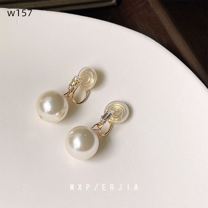 Pearl Earring Faux Rhinestone Alloy Drop