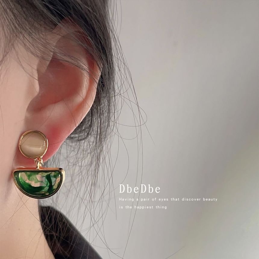 Faux Drop Gemstone Earring Geometric Alloy