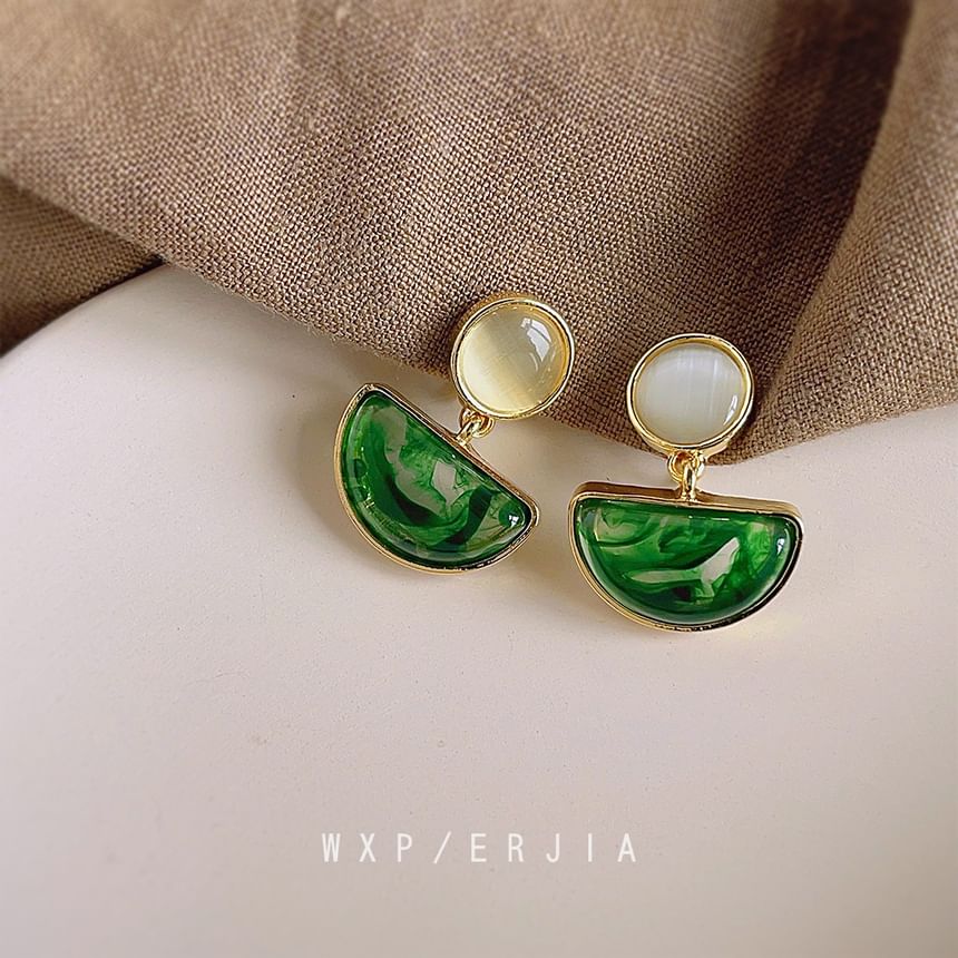 Faux Drop Gemstone Earring Geometric Alloy