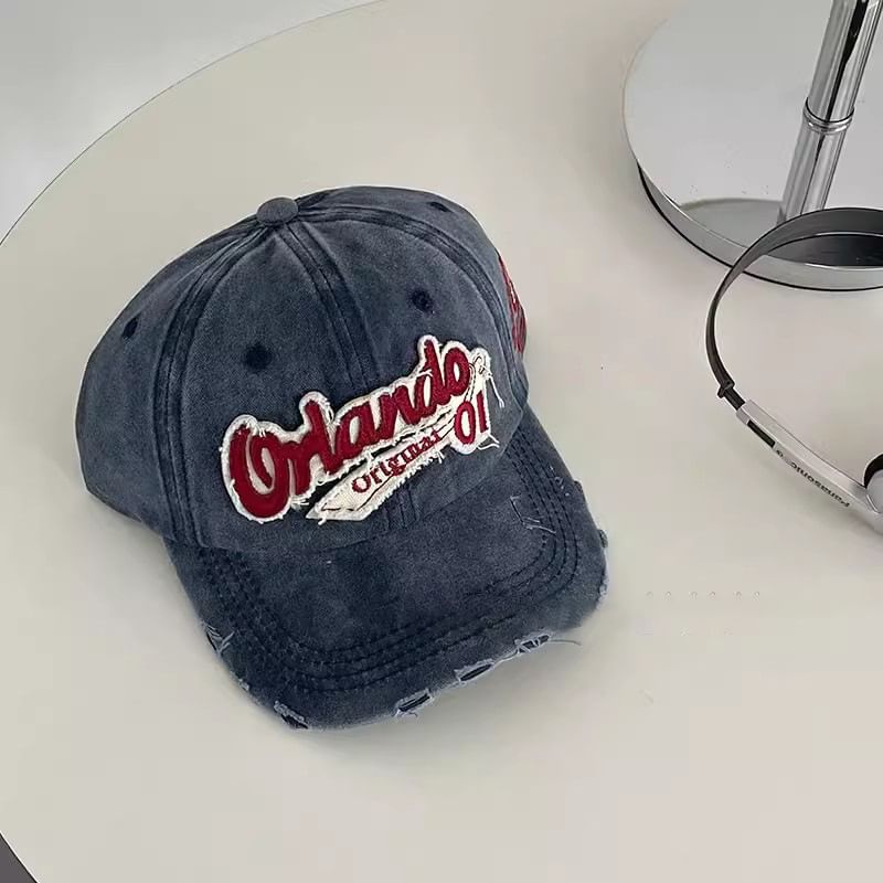 Baseball Cap Distressed Applique Lettering