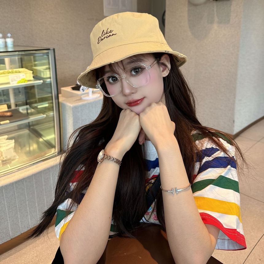 Embroidered Bucket Hat Lettering Reversible