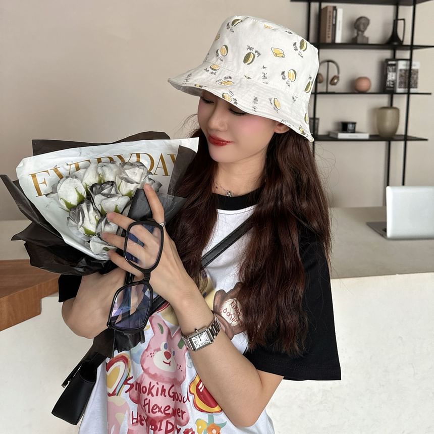 Embroidered Bucket Hat Lettering Reversible