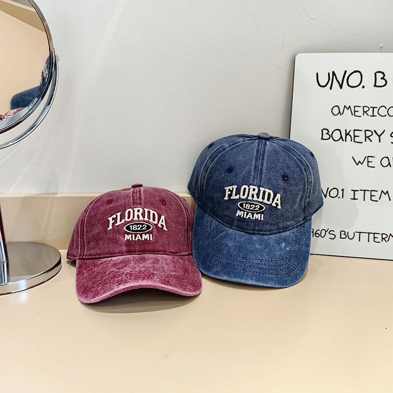Baseball Lettering Cap Washed Embroidered