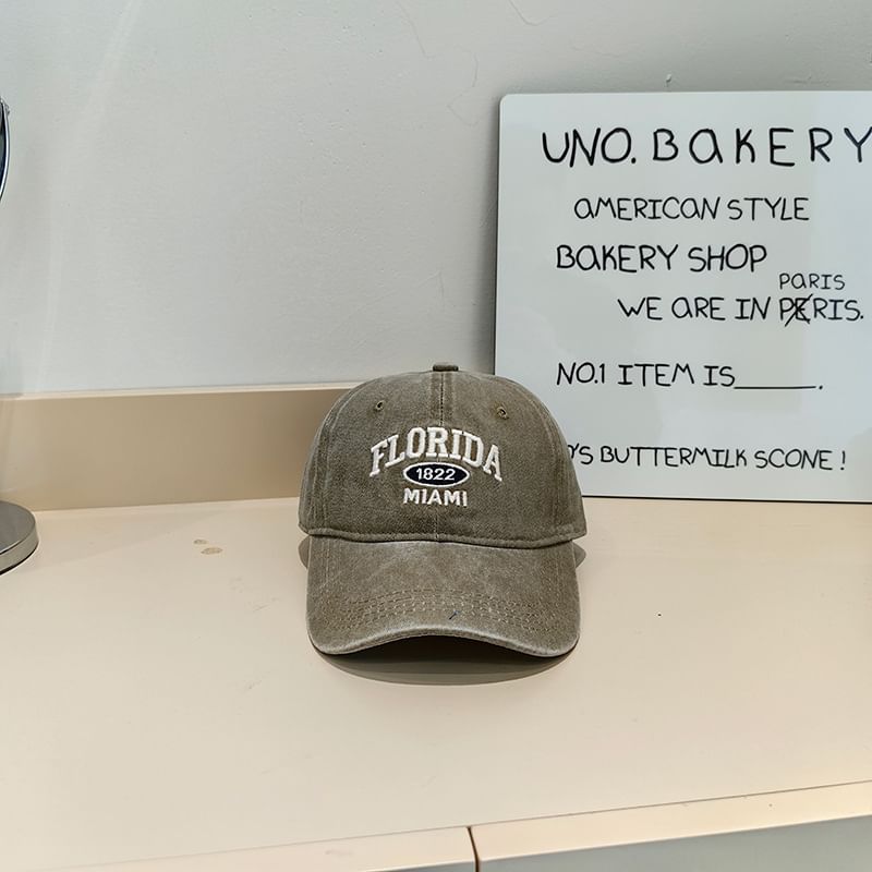 Baseball Lettering Cap Washed Embroidered