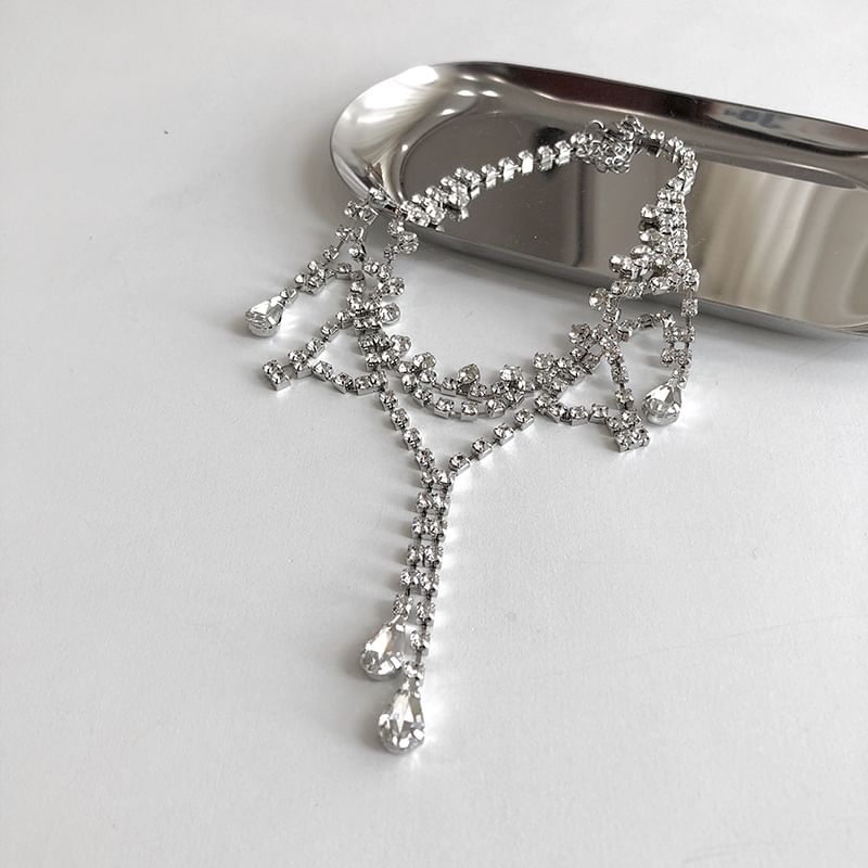 Layered Rhinestone Alloy Choker