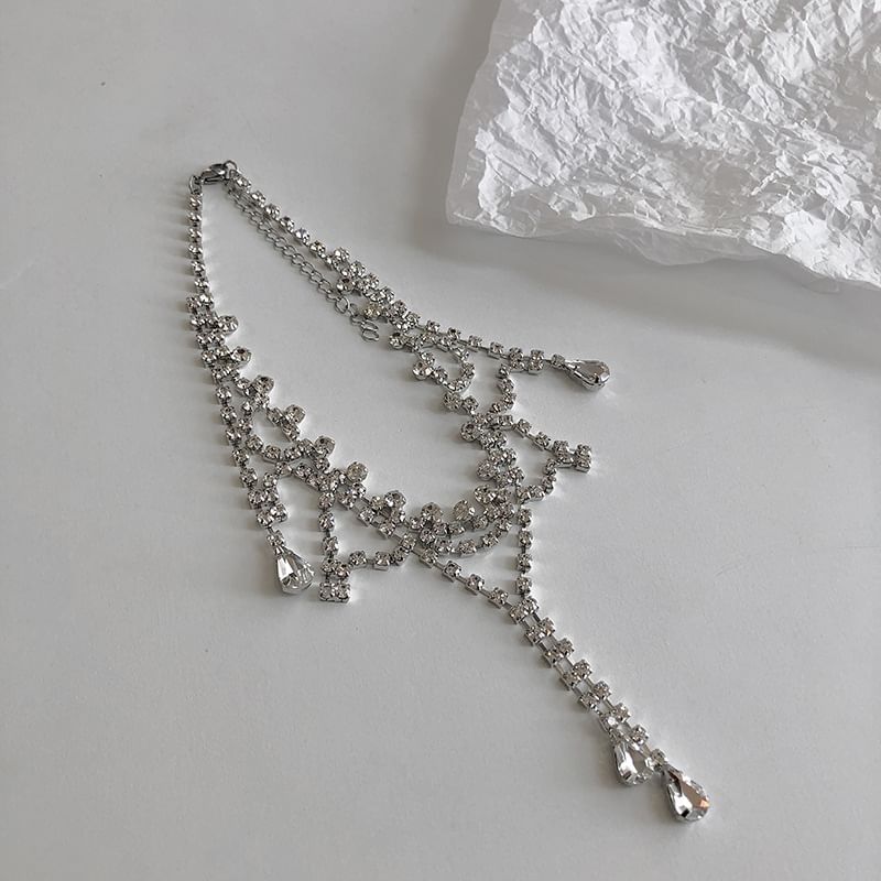Layered Rhinestone Alloy Choker