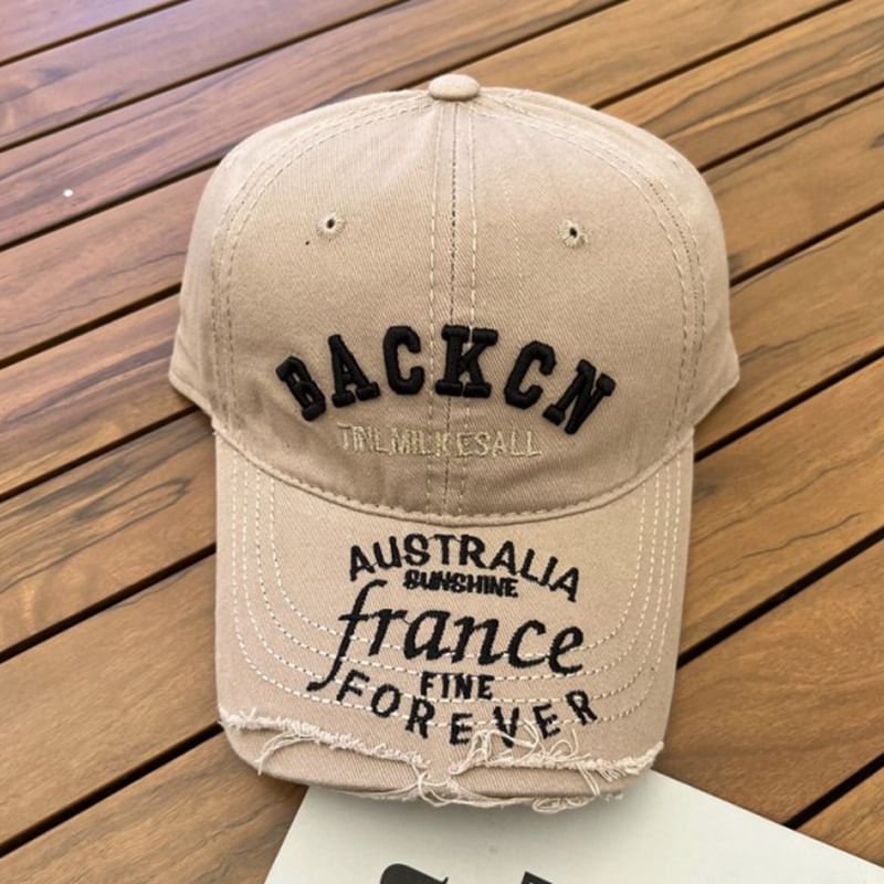 Distressed Cap Embroidered Lettering Baseball