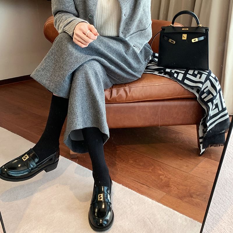 Faux Leather Buckled Loafers
