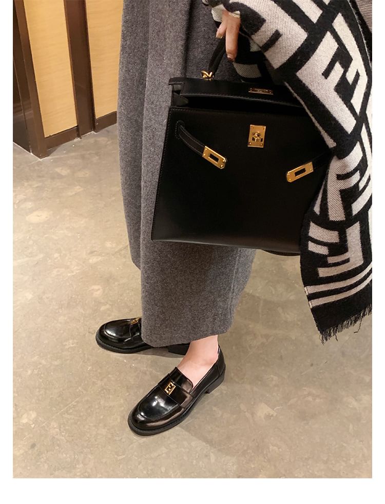 Faux Leather Buckled Loafers