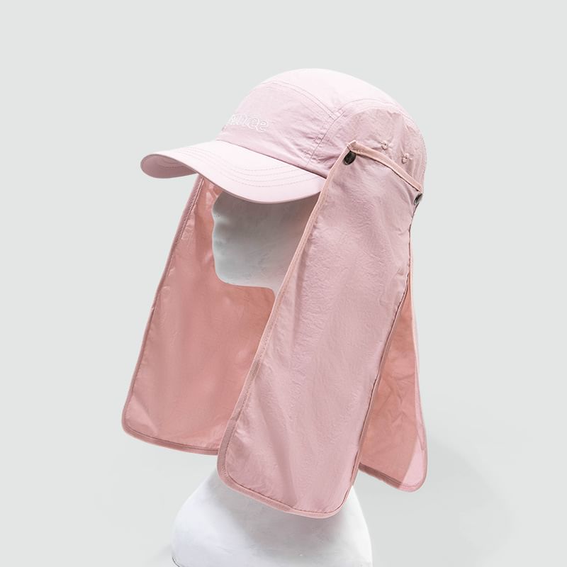 SampleLettering Embroidered Baseball Cap with Sun Protection Neck Flap