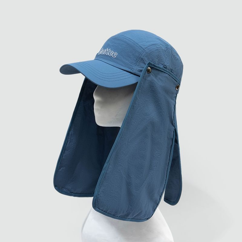 SampleLettering Embroidered Baseball Cap with Sun Protection Neck Flap