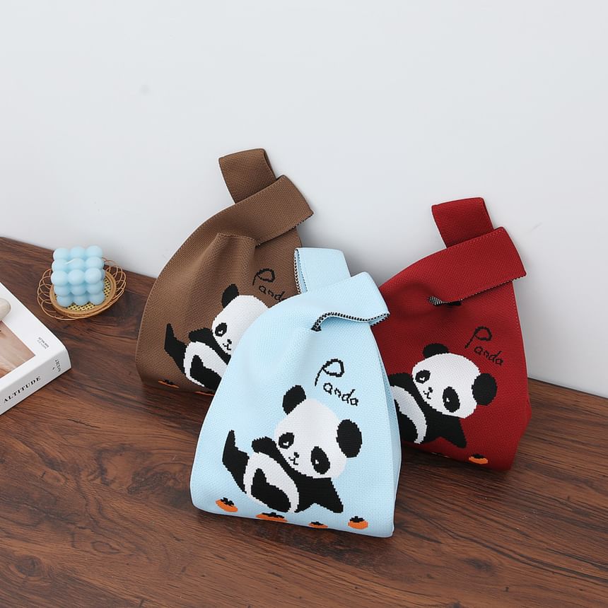 Panda Jacquard Knit Tote Bag