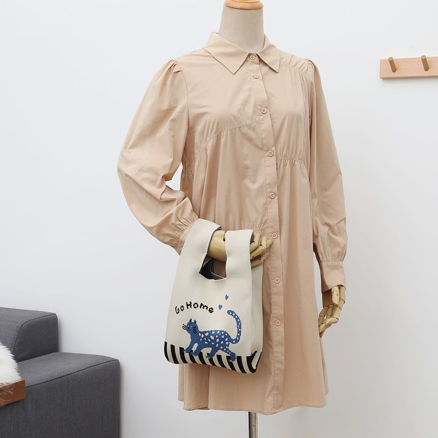Cartoon Jacquard Knit Tote Bag