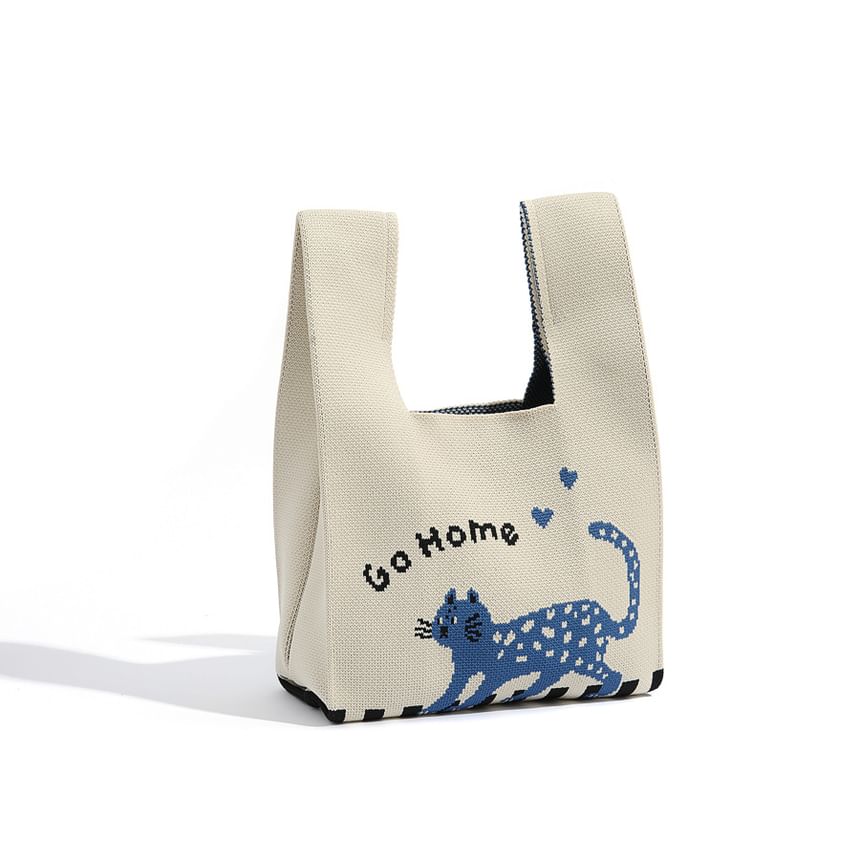 Cartoon Jacquard Knit Tote Bag