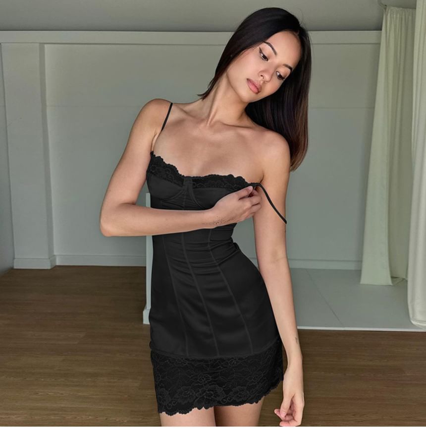 Dress Mini Strap Spaghetti Lace