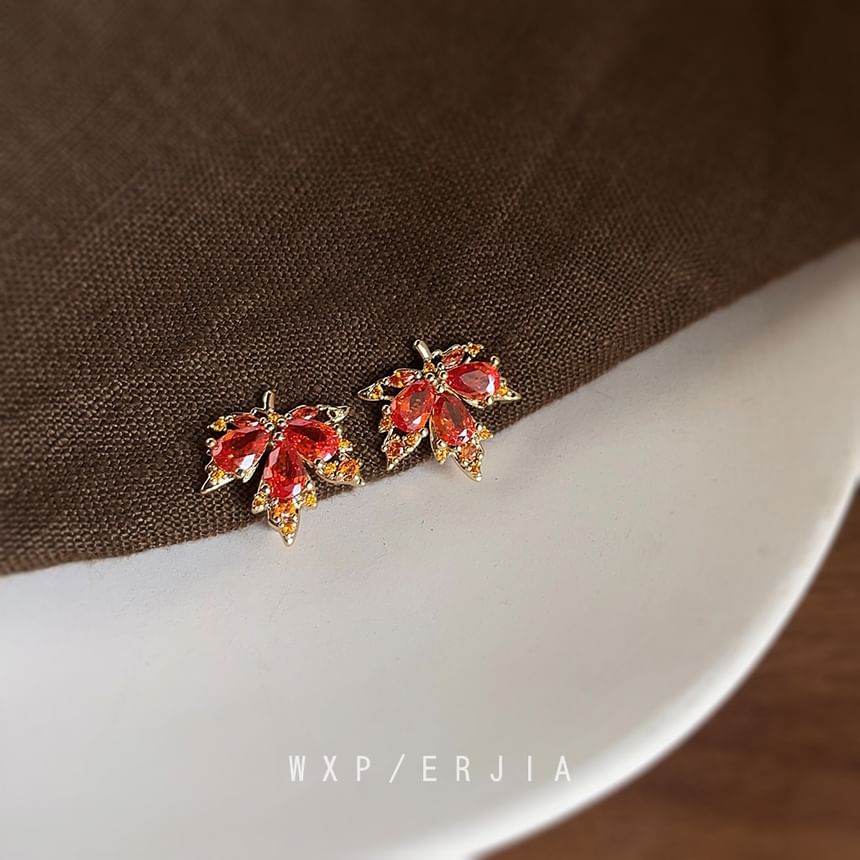 Rhinestone Alloy Leaf Ear Cuff