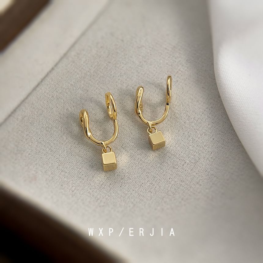 Earring Cuff Drop Cube Alloy
