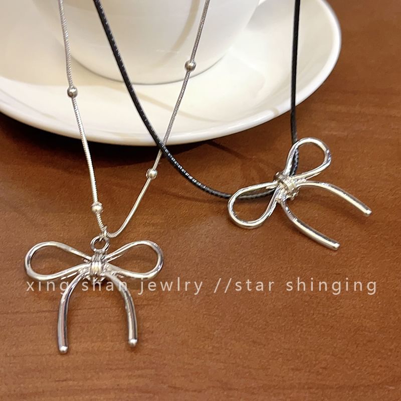 Necklace Pendant Bow Cord