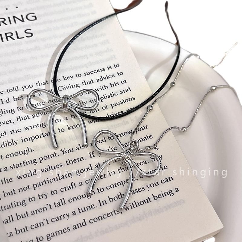 Necklace Pendant Bow Cord
