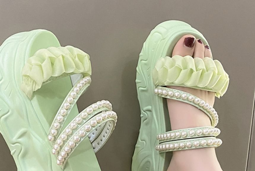 Platform Sandals Faux Pearl