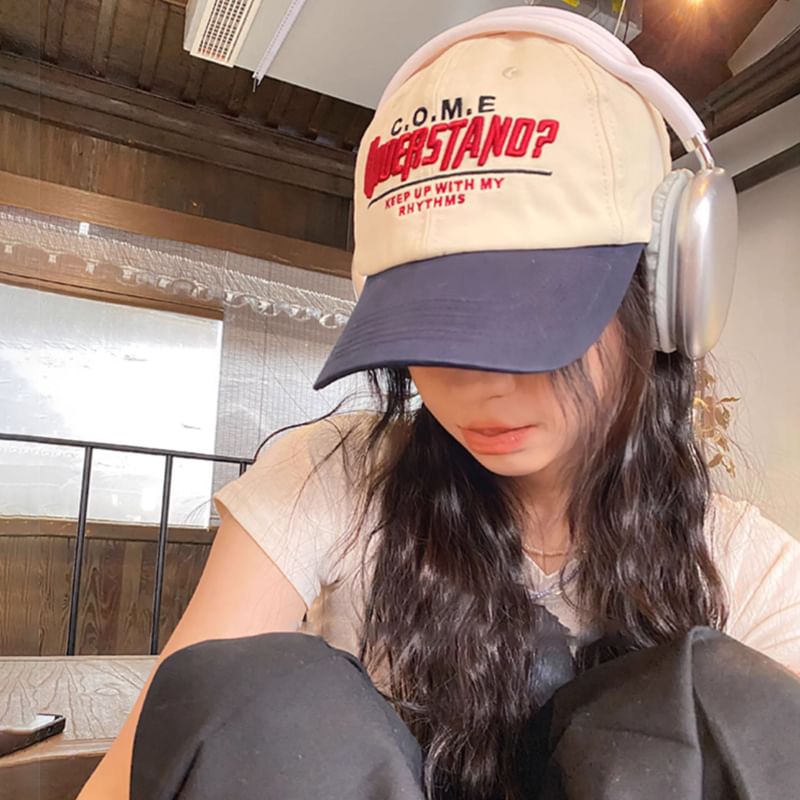 Panel Embroidered Cap Lettering Baseball Color