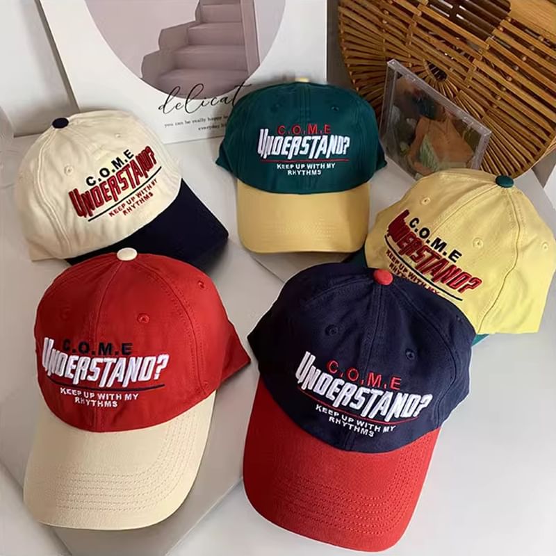 Panel Embroidered Cap Lettering Baseball Color