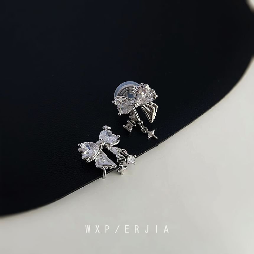 Drop Rhinestone Alloy Earring Bow