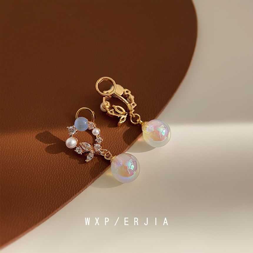 Rhinestone Alloy Pearl Drop Faux Earring