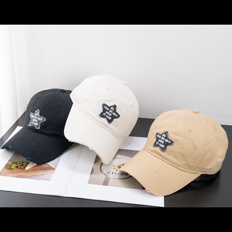 Star Baseball Applique Distressed Cap