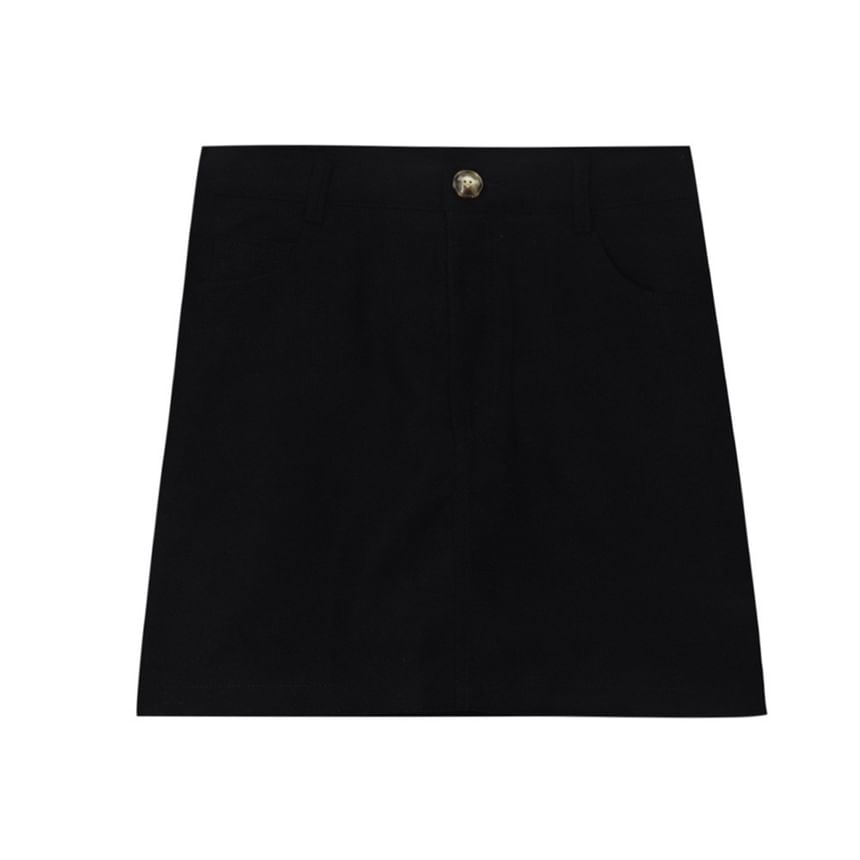 Plain A-Line Waist Skirt Mini High