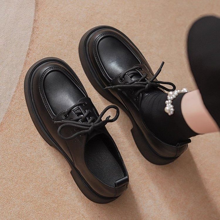 Platform Heel Lace-Up Chunky Shoes