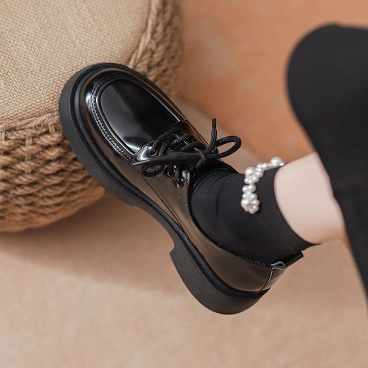 Platform Heel Lace-Up Chunky Shoes