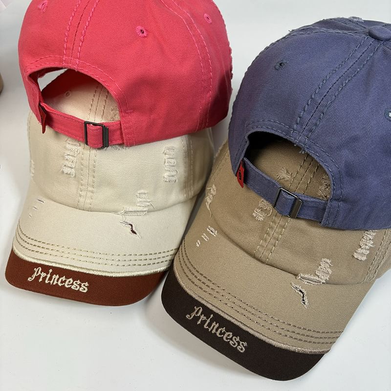 Baseball Embroidered Distressed Letter Cap