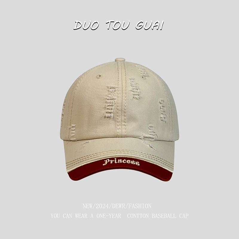 Baseball Embroidered Distressed Letter Cap
